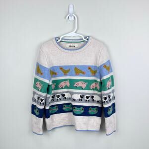 Mini Boden All Over Fair Isle Sweater Easter Farm Animals 7-8